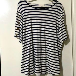 Cute blue and tan striped top